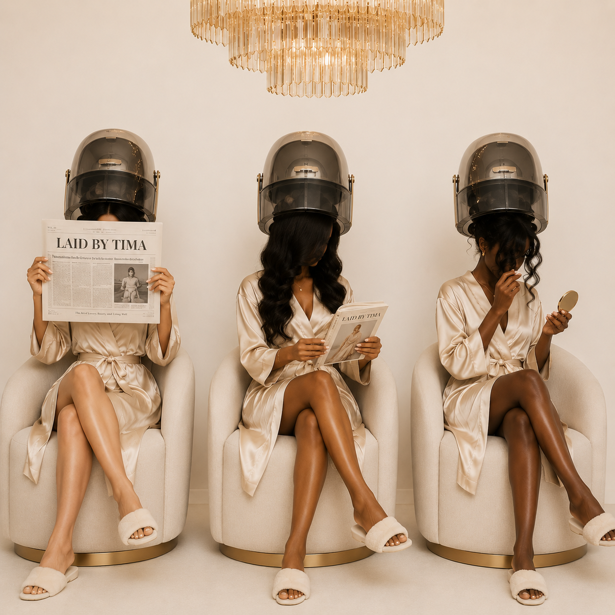 Laidbytima salon clients under dryers
